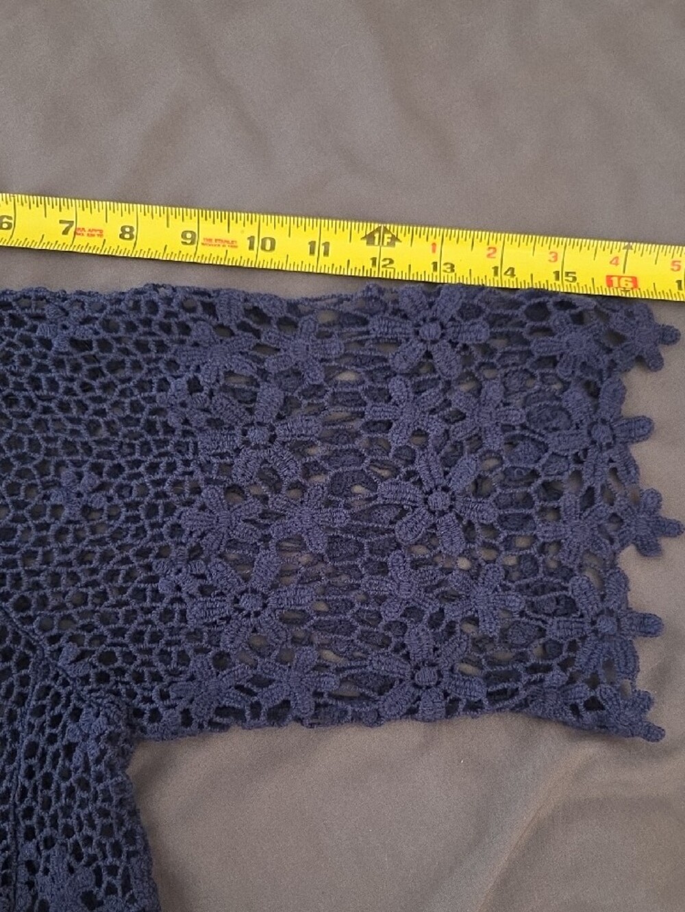 Rabbit Rabbit Rabbit Navy Crochet Floral-Edge Button Cardigan - Picture 8 of 11